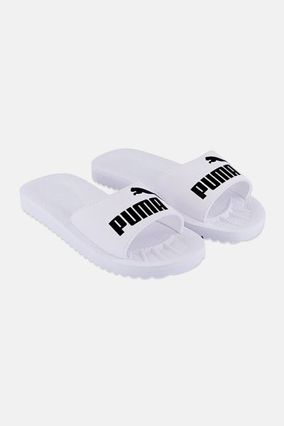Puma Kids Boy Brand Logo Slip On Slides, White