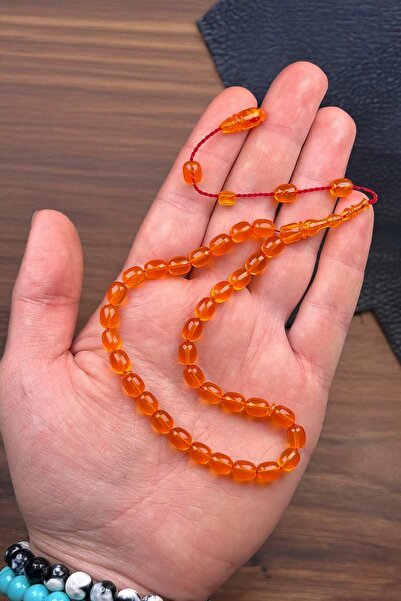 TESBİHKENTİ 7*6 مسبحة صغيرة الحجم من الخرز البرتقالي