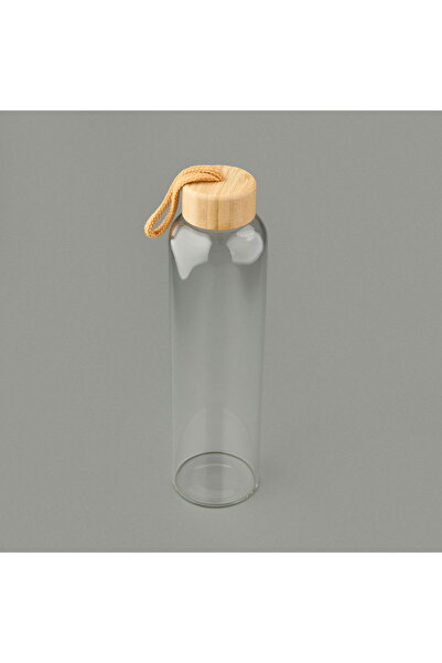MATMEL H2O Bamboo Lid Glass Flask - Transparent / Light Brown - 750 ml