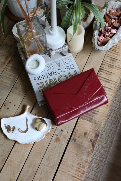 Moom Bag Γυναικεία τσάντα ώμου Claret Red λουστρίνι φάκελος