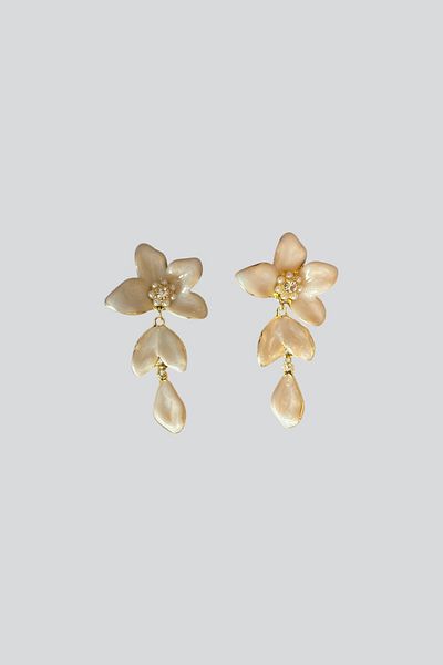 stravis Enameled Flower Earrings with Dangle