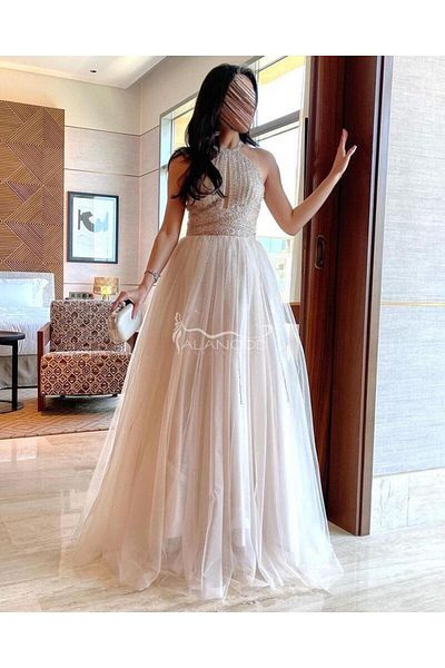 ALANOOD FASHION Elegant beige evening and occasion dress