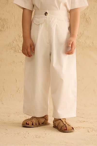 Fahhar Kids Pocket Detailed Baggy Trousers Ecru