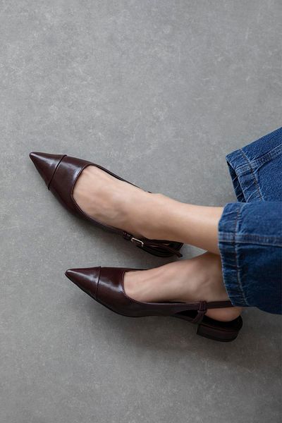 STRASWANS Hubert Women's Heeled Wrinkled Leather Shoes Claret Red