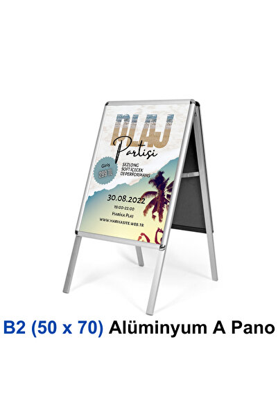 B2 Alüminyum A Pano (50x70 cm) – | Çift Taraflı Katlanabilir | - | Reklam Standı |