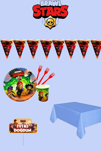 Evabrite Brawl Stars Themed Ecomini Set 32 People Birthday Party Supplies