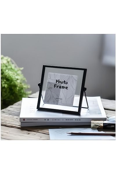 COOYA Geometric metal picture frame, unique look, durable, suitable for modern interior decoration, black