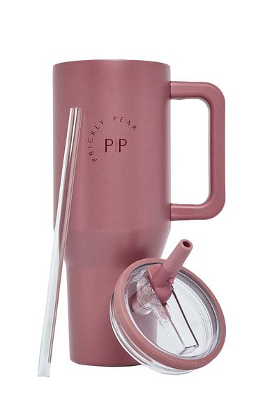 PRICKLY PEAR Stainless Steel Water Bottle 40 Oz Hydrator Pink Logo