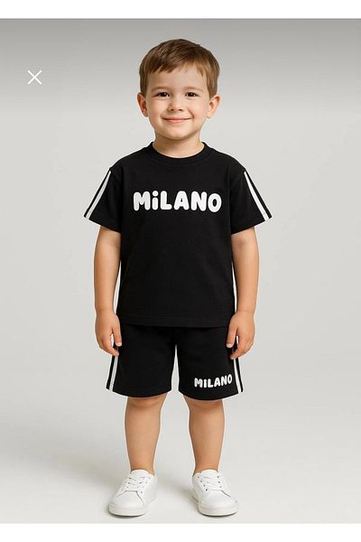 KGN GİYİM Milano Print Pity Kids Set de sus și de jos din țesătură de bumbac