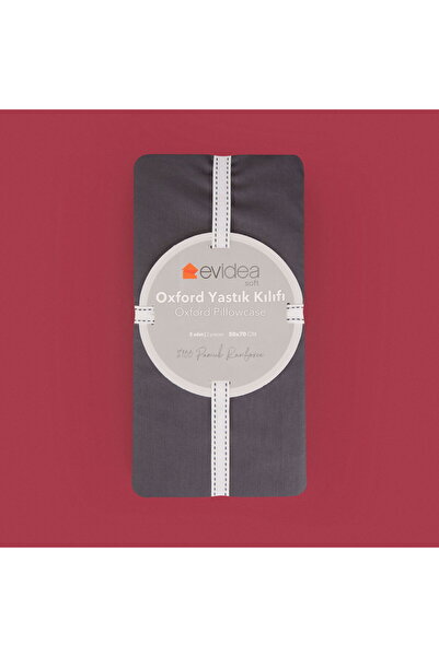 ASPARTAM كيس وسادة أكسفورد أساسي ناعم مكون من قطعتين - أنثراسيت - 50x70 سم