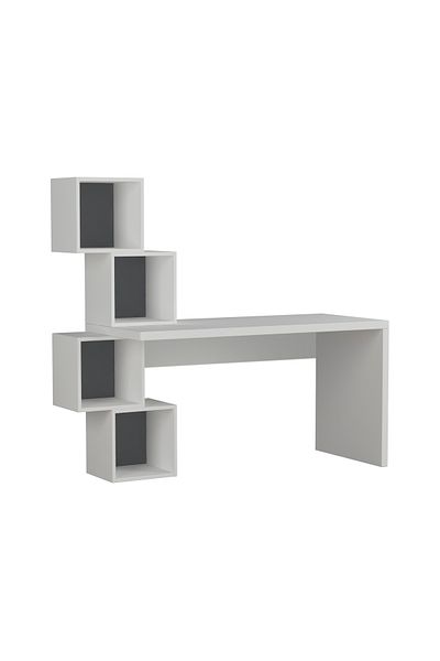 Mourah Home Balance Work Table with Storage – Geometric Open Cubes, Space-Saving Design for Home or Office