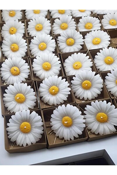 aralmini 35 Adet Kraft Kutulu Papatya Mum Hediyelik, Nişan, Düğün, Sünnet, Söz, Kına, Doğum Günü