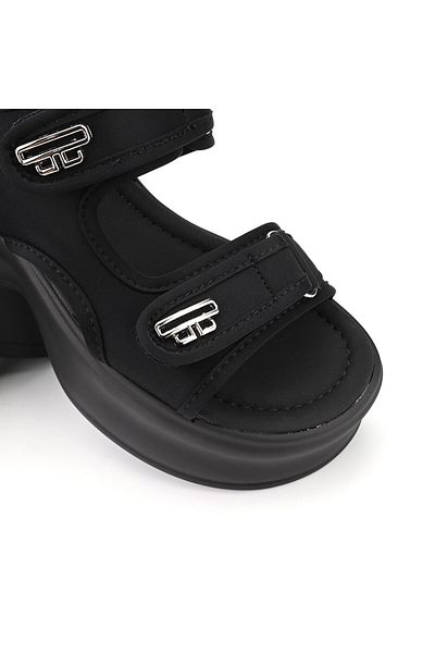 Tmall Sandale de dama,Cu platforma,Din Material Textil,SA65,Negru