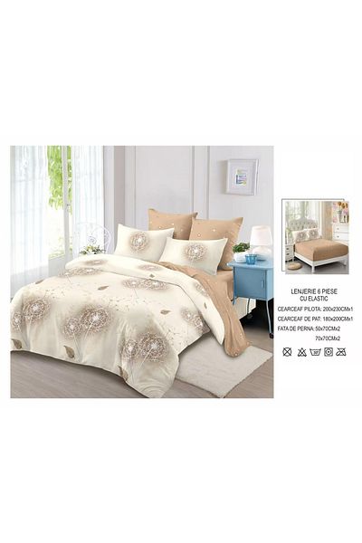 CHIRASO CHIRASO Finet Bedding Set, 6 Pieces, 2 Persons, Sheet 180x200, Duvet Cover 200x230, 4 Pillowcases, Print