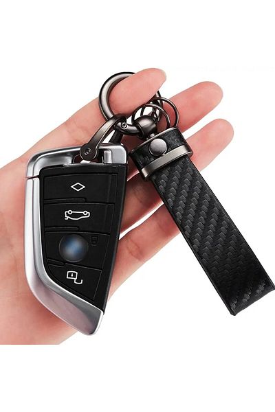 LUVLU Carbon Keychain with 360-degree rotation, anti-loss D-ring, 2 small rings and screwdriver