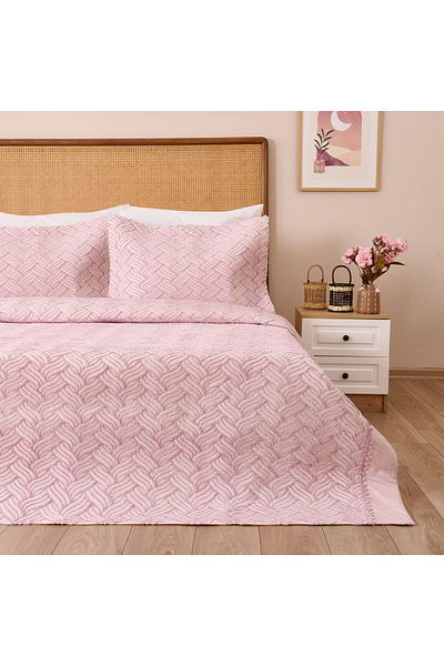 MATMEL Store Elenora Double 3 Piece Bedspread Set - Pink