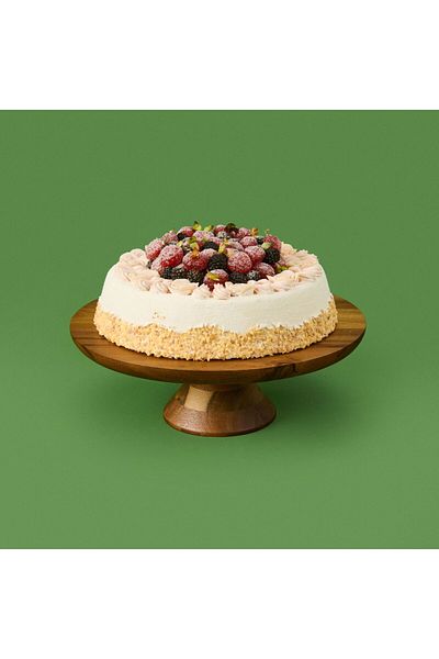 MATMEL Round Leg Acacia Presentation Plate - Brown - 28 cm