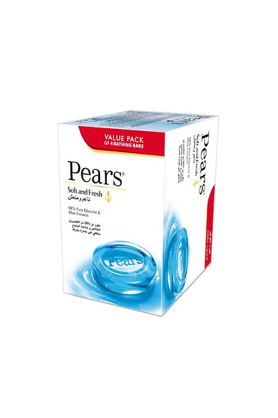 Pears Soft & Fresh Soap 4 x 125g – Gentle Glycerin Soap for Smooth, Fresh Skin