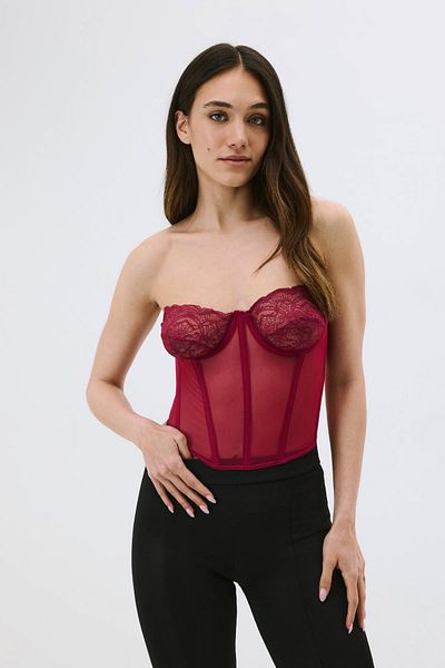 C&City Διαφανές Fancy Lace Strapless Bustiyer 6003 Cherry