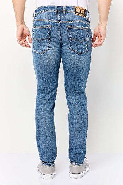 Diesel Men Troxer Skinny Fit Washed Stretchable Denim Jeans, Washed Blue