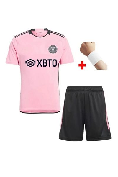 Atlas Global İnter Miami Pink Messi Football Kids Jersey Set of 3 with Bracelet Gift