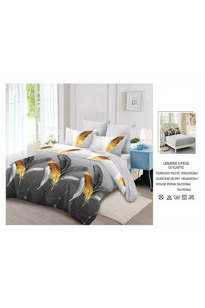 CHIRASO CHIRASO Finet Bedding Set, 6 Pieces, 2 Persons, Sheet 180x200, Duvet Cover 200x230, 4 Pillowcases, Print