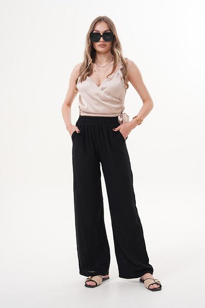 Laressi Muslin Trousers with Elastic Waist and Pockets