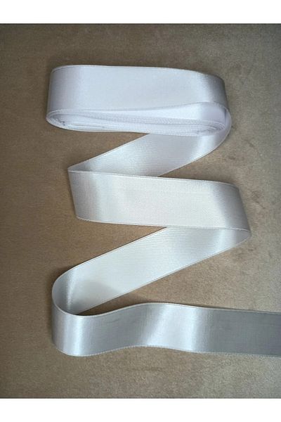 BİGÜMEX 6 cm White - Red Satin Ribbon 5 Meters 1St Quality Fadeless