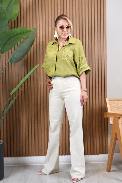 MİSLİNA BUTİK ZR Kesik Paça Bej Jean