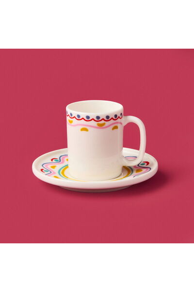 ASPARTAM Kitchen Bonjour Magique Coffee 4 Piece Coffee Cup Set - Colorful