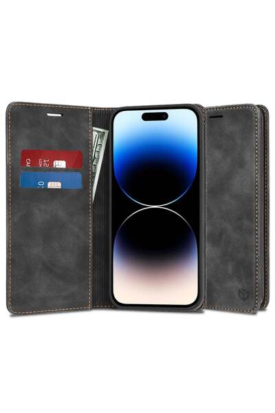 SKYDDAR INNOVATION Husă pentru iPhone 14 Pro, portofel moale, tip carte, piel...