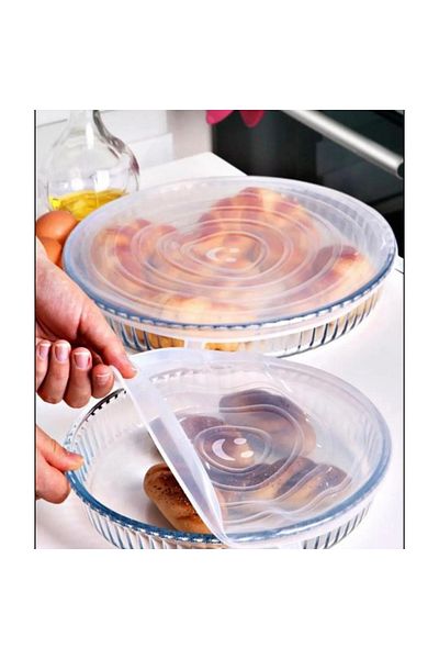 mucit home Silicone Round Pyrex Lid Silicone Stretch Lid, 2-Piece Lid Food Compatible