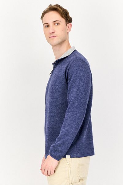 Chaps Men High Neck Heather Long Sleeve Sweatshirt, Slate Blue
