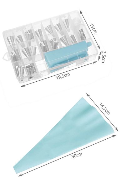 zola Set de decorat torturi și fursecuri, 24 de capete din oțel inoxidabil, cutie de depozitare