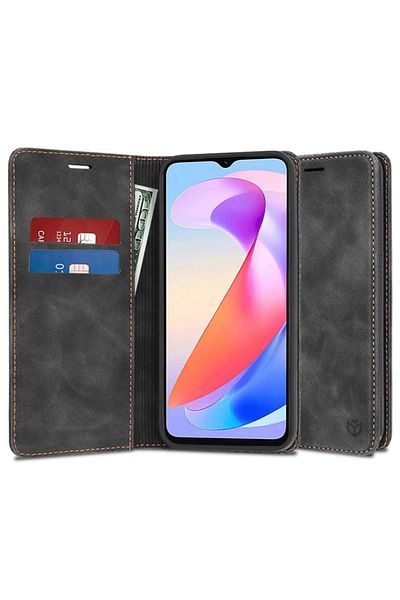 SKYDDAR INNOVATION Case for Honor X6a, Soft Wallet, Book type, Eco Premium leather, Black, sticker set