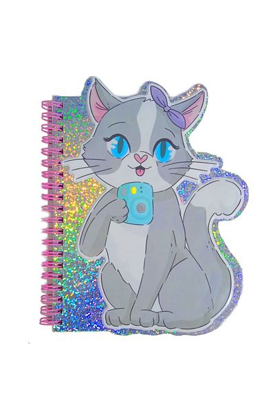 Misyon Notebook Msy-5626 Cute Cat Spiral Engraved Character Cut