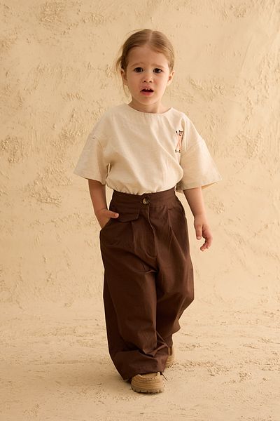 Fahhar Kids Pocket Detailed Baggy Trousers Brown