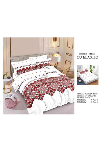 CHIRASO CHIRASO Finet Bedding Set, 6 Pieces, Double Bed, Sheet 180x200, Duvet Cover 200x230, 4 Pillowcases
