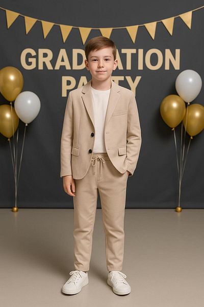 Terry Boy Linen Look Sports Suit with Jacket/ Show /Special Occasion/Graduation Sports Suit