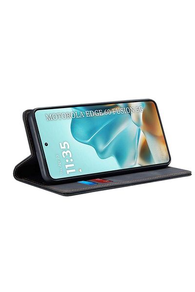 SKYDDAR INNOVATION Case for Motorola Edge 60 Fusion, Soft Wallet, Eco Premium Leather Book Type, Black, sticker set