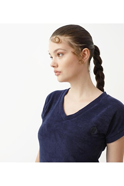 Nors Γυναικείο μπλουζάκι με λαιμόκοψη V - Μπλε ναυτικό