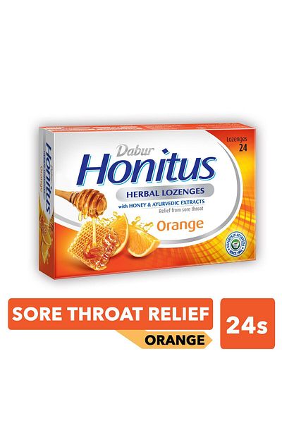 Dabur Honitus Herbal Lozenges with Orange Flavor 24 pcs