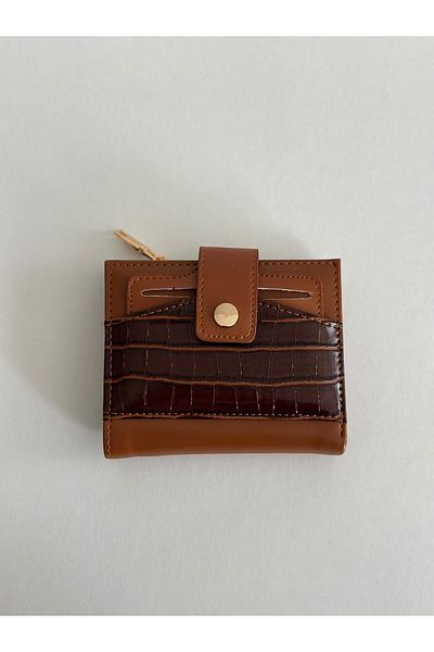 Boutiquehaki Winnie Crocodile Textured Women's Wallet with Card Holder Compartment Brown