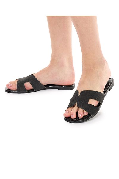 R&B Black Embellished Flip-Flops