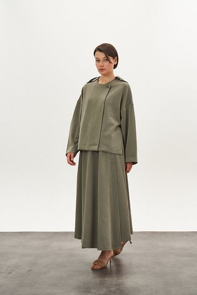 Mevra Modal Jacket Khaki with Epaulettes