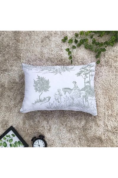 Filamente Double Sided Throw Pillow Cover Toile De Jouy Style