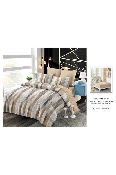 CHIRASO CHIRASO Finet Bedding Set, 6 Pieces, 2 Persons, Fitted Sheet 180x200, Duvet Cover 200x230, 4 Pillowcases
