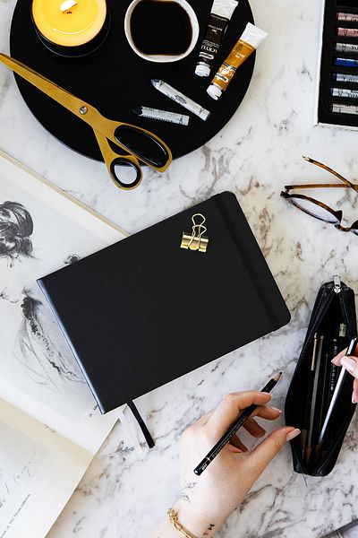 PAPERORA 21X15 Hard Cover 80 Sheets 140 Gr. Sketch Book - Sketch Book – Black