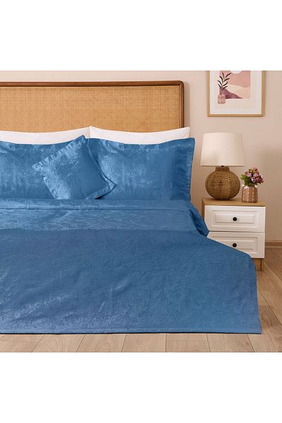 MATMEL 43173 Jacquard Woven 4 Piece Bedspread Set - Navy Blue