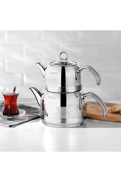 ASPARTAM Lotus Midi Steel Teapot Set - Gray - 1.9 Lt + 1.3 Lt